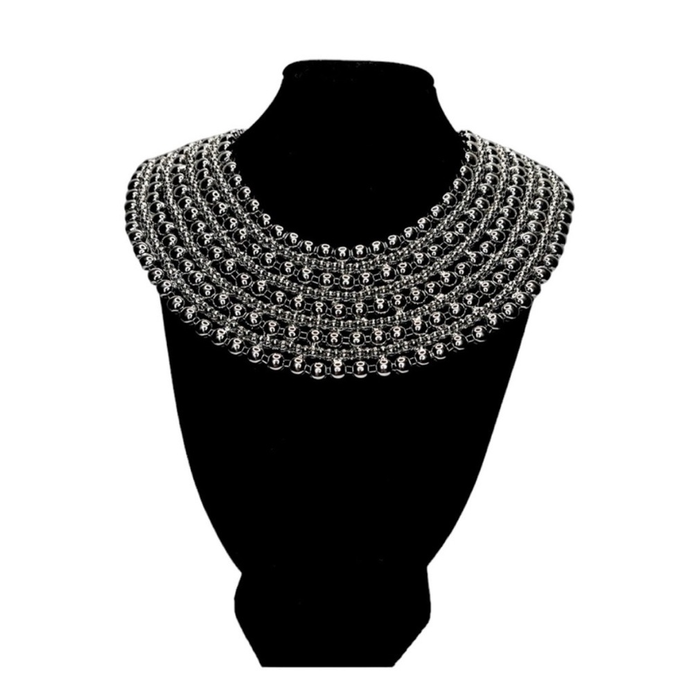 Beaded large adjustable collar necklace